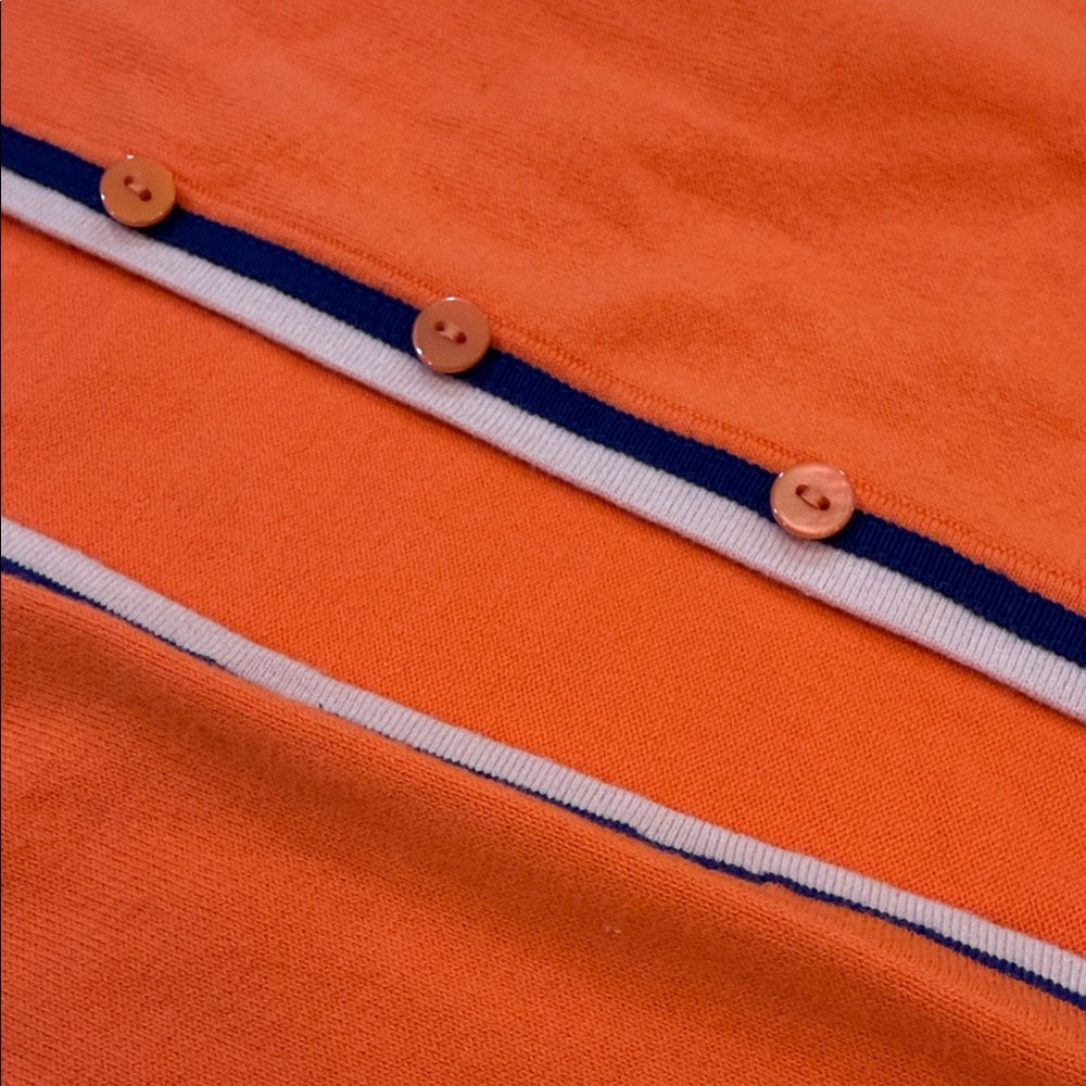 Talbots Orange Cardigan with Navy and White Trim - Picture 9 of 10